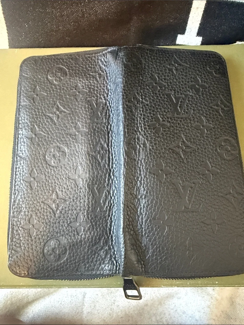 Preowned Louis Vuitton Black Embossed Monogram Zip Wallet